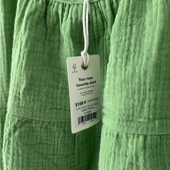 Marine Layer Jude flutter sleeve dress 👗 large Jade green midi tiered gauzy NWT - Picture 4 of 6